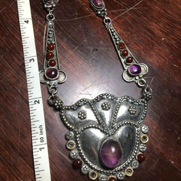 SOLD!-Antique amethyst and garnet necklace-dramatic - Picture 3 of 6